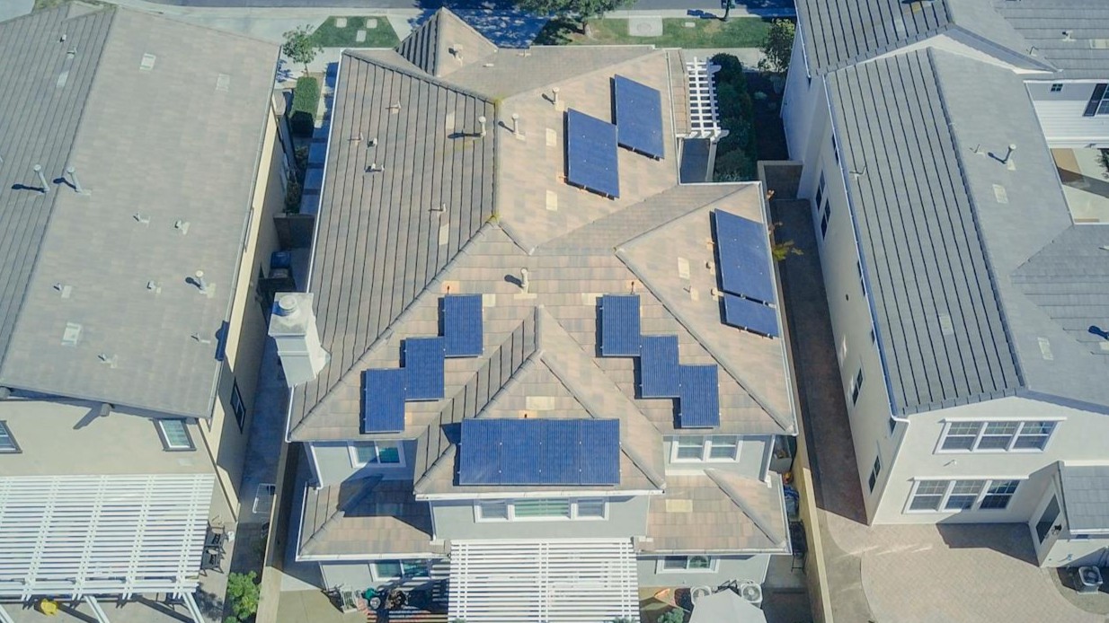 Residential rooftop solar array illustration